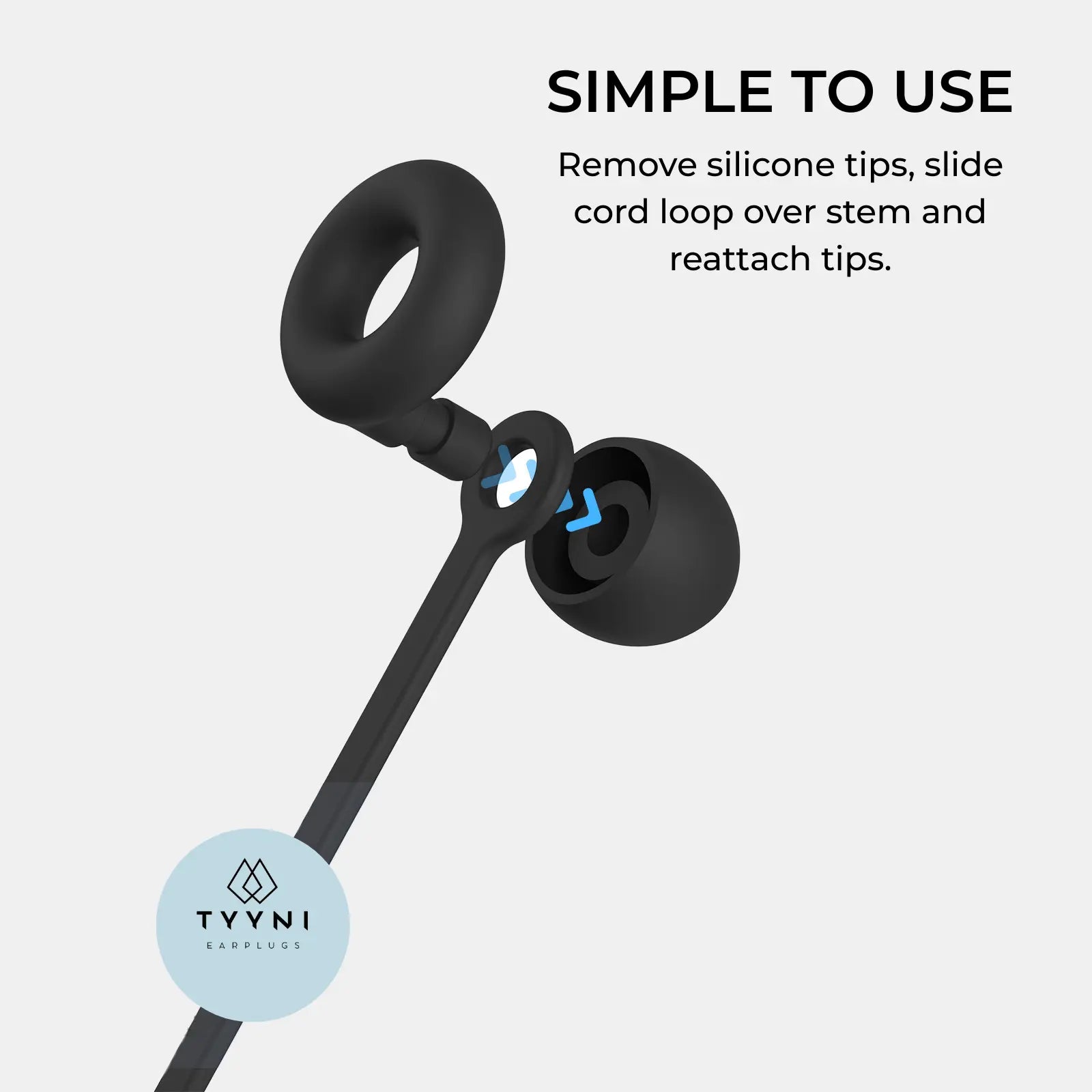 Tyylikäs ja kevyt kaulanauha korvatulpille, väri musta/laventeli