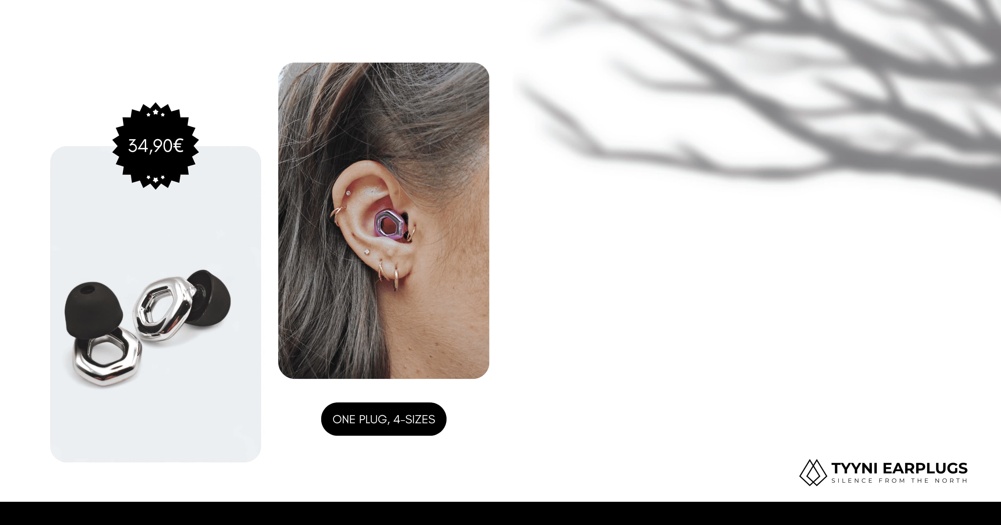 Tyyni Earplugs auttaa nukkumaan rauhassa ja vaimentaa kuorsauksen pehmeästi.